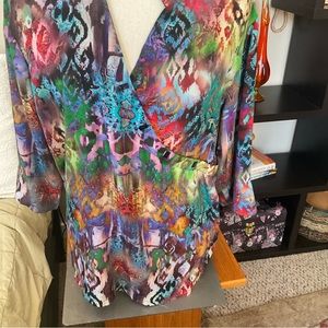 Tianello plus size Aida blouse in OX in boho print
